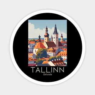 A Vintage Travel Illustration of Tallinn - Estonia Magnet